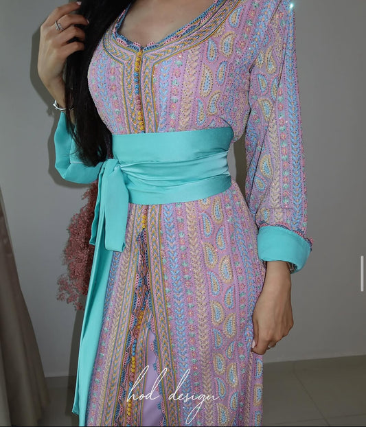 Moroccan Kaftan – Purple & Multicolor Elegance