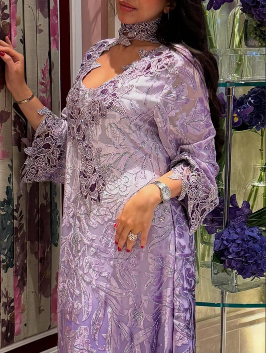 Purple Embroidered Chiffon Jalabiya Limited Edition