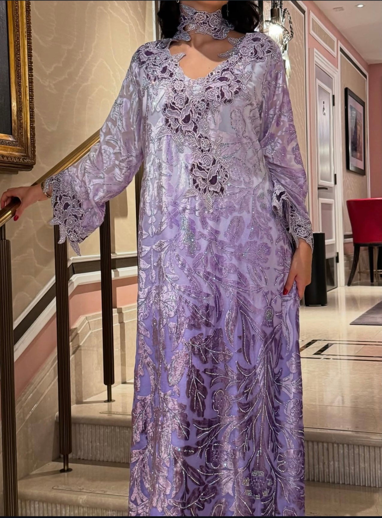 Purple Embroidered Chiffon Abaya  Limited Edition