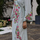 Sky Blue Floral Satin Jalabiya Timeless Elegance