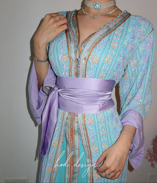 Moroccan Kaftan – Purple & Multicolor Elegance
