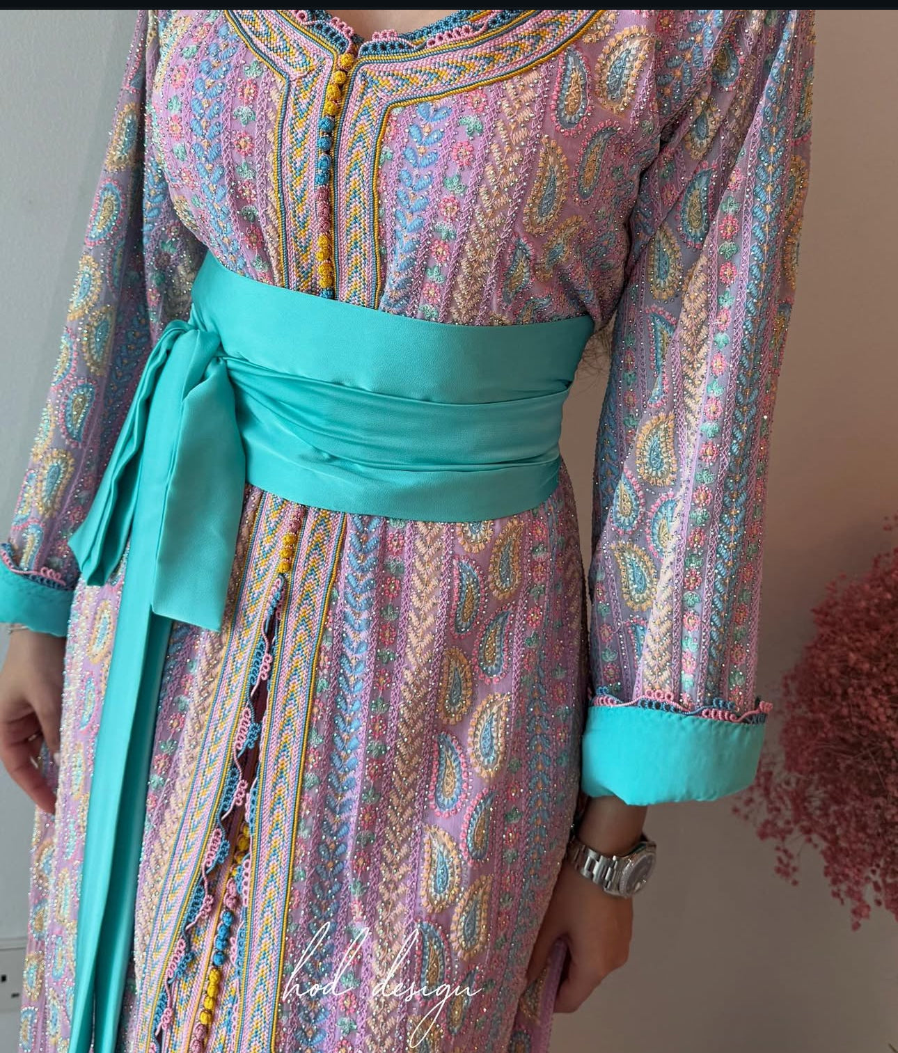 Moroccan Kaftan – Purple & Multicolor Elegance