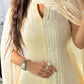 Elegant White Silk Dress with Left-Side Slit and Long One-Shoulder Sleeve