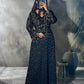 Black Full-Length Lace Dress with Multicolor Embroidery