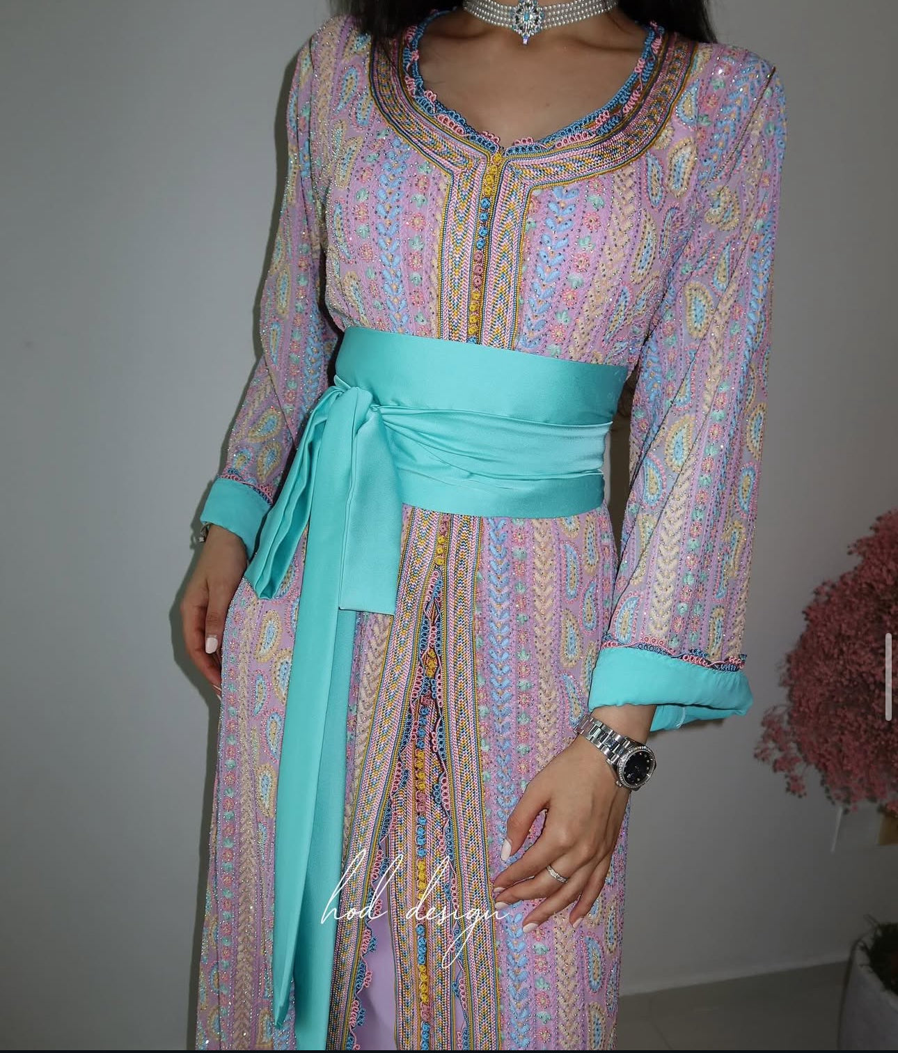 Moroccan Kaftan – Purple & Multicolor Elegance